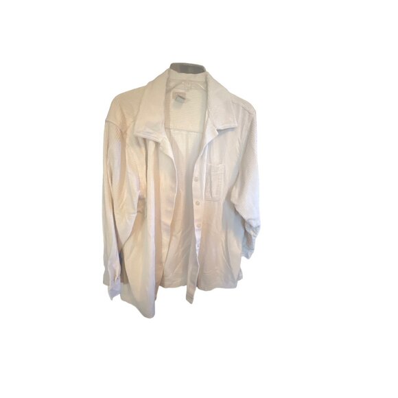 Vintage LL Bean Corduroy Shirt Jacket Womens 1X Cream Shacket - Picture 1 of 4